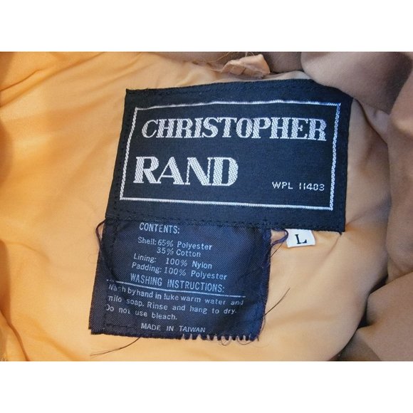 Christopher Rand Puffer Ski Vest Rare Trucker Ranch Cowboy Tan Men Large - Picture 2 of 4